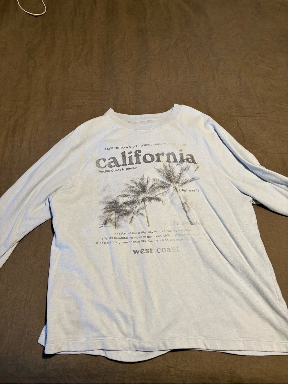 California west coast Graphic light blue sweatshirt crewneck xl